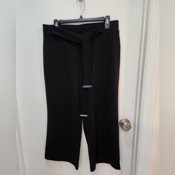 Calvinklein wide leg pointe cropped pants belted sz M logo work wear - Picture 7 of 9